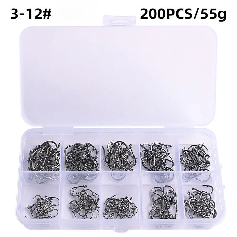 Fishing Hooks Carbon Steel Strong Sharp Silver Circle Fishhook  Jig Barbed Pesca Portable Lure Bait Tackle