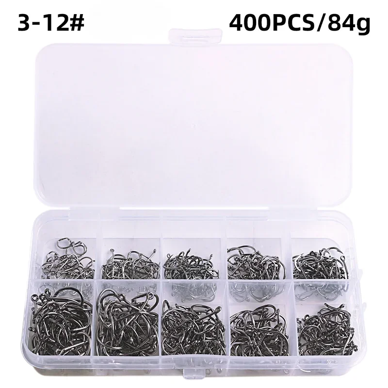 Fishing Hooks Carbon Steel Strong Sharp Silver Circle Fishhook  Jig Barbed Pesca Portable Lure Bait Tackle