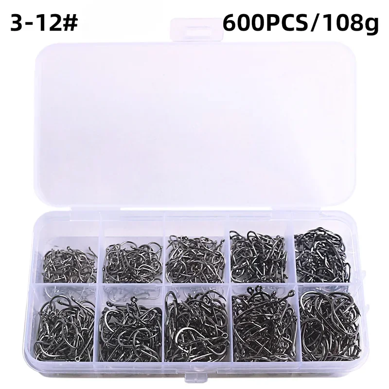 Fishing Hooks Carbon Steel Strong Sharp Silver Circle Fishhook  Jig Barbed Pesca Portable Lure Bait Tackle
