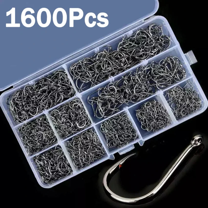 Fishing Hooks Carbon Steel Strong Sharp Silver Circle Fishhook  Jig Barbed Pesca Portable Lure Bait Tackle