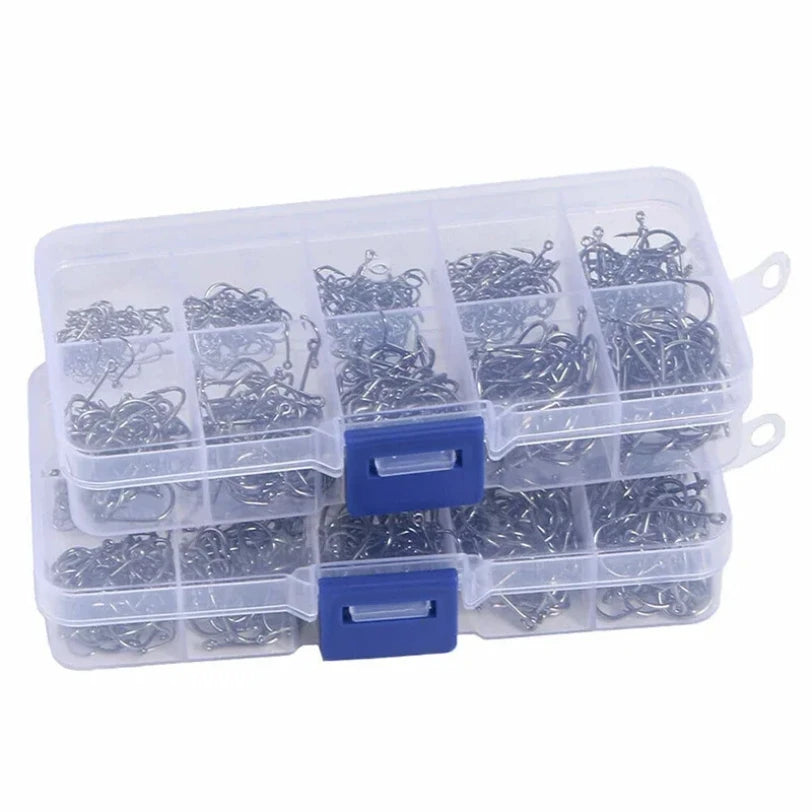 Fishing Hooks Carbon Steel Strong Sharp Silver Circle Fishhook  Jig Barbed Pesca Portable Lure Bait Tackle